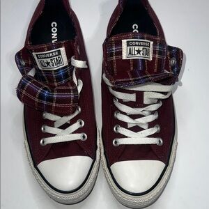 Converse Maroon and Plaid Sneakers